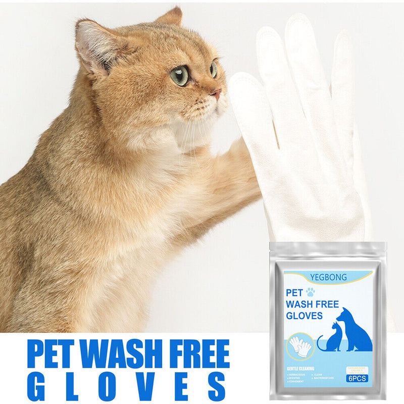 6pcs Cats Dogs Grooming No Rinse Disposable Cleaning Massage Gloves Pet Produ