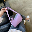 Soft PU Leather Women Underarm Bag Solid Color Casual Shoulder Bag (Purple)
