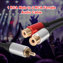 Metal 1 Male to Dual 2-RCA Female Adapter Stereo Y Adapter Splitter Audio Cable