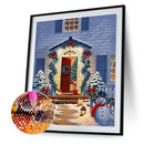 Diamond Painting Christmas Door Full Round Drill Picture of Rhinestone Draw