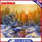 DIY Paint By Number Kit Frameless Village Sunset Handpainted Wall Hanging Gift