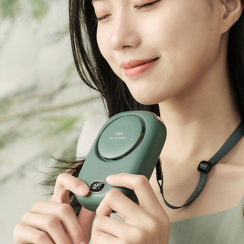 Mini Portable Bladeless Neck Fan Silent Outdoor Travel Air Cooler (Green)