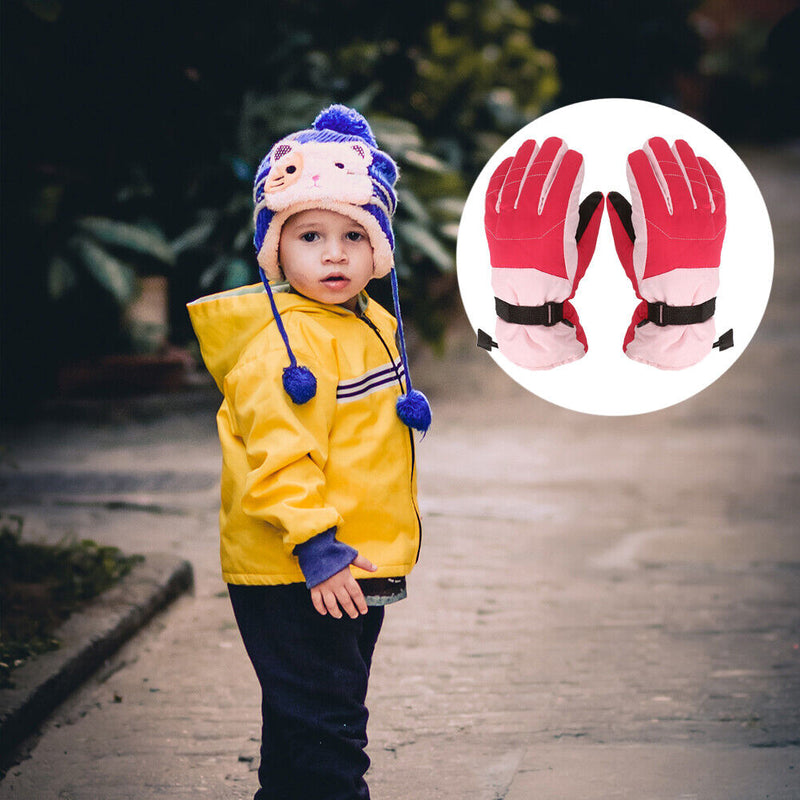 2pcs Warm Ski Gloves Outdoor Thermal Full Finger Mittens for Children Boys Girls