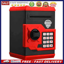 Electronic Piggy Bank ATM Password Money Automatic Save Safe Box (Black Red