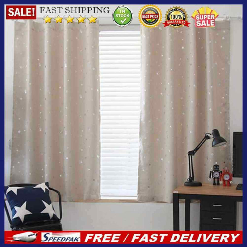 Full Blackout Shading Stars Bedroom Balcony Curtains Hook Grommet Purdah(1)