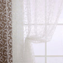 Window Curtain Plant Floral Pattern Sheer Voile Tulle Drape Valances White