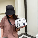 Unisex Shoulder Bag Oxford Handheld Crossbody Zip Satchel Handbag (White)