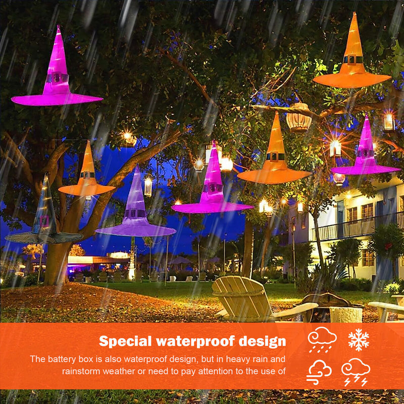 Halloween Witch Hat String Light Hanging Lighted LED Luminous Hats for Outdoor