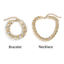 Fashion Pendant Steampunk Link Chain Necklace Cuban Chunky Chain Bracelet