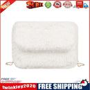 Simple Solid Chain Shoulder Tote Casual Women Plush Crossbody Bag (White)