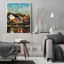 River House Frameless Picture Oil Paint By Numbers Hand Painted Picture Kit