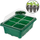 10pcs 12 Holes Planting Seed Starter Tray Kit Plant Germination Box w/ Dome Base