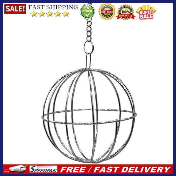 Stainless Steel Round Hanging Grass Ball Rack Guinea Pig Feeding Ball Dispe