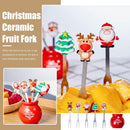 5Pcs/Set Cute Cartoon Steel Dessert Fruit Forks Santa Christmas: