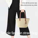 Straw Handbags Women Summer Beach Straw Bucket Bag Woven Tote with Tassel Purse