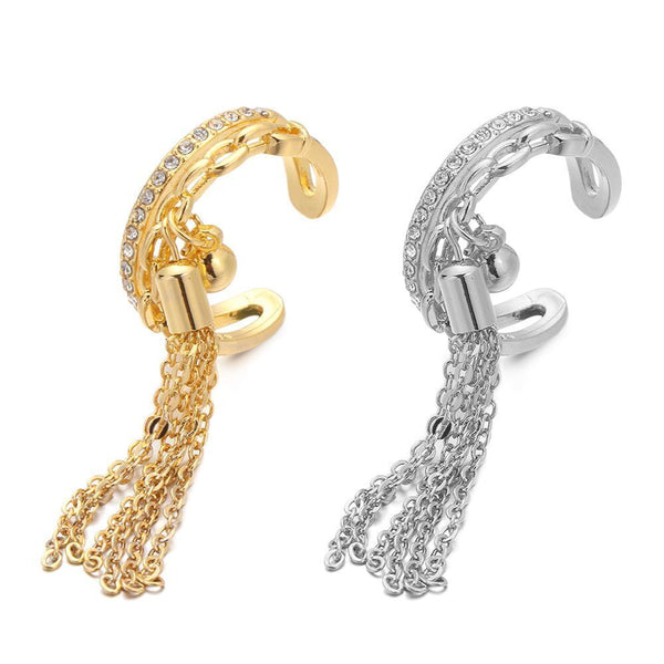 Wedding Crystal Link Chain Tassel Ring With Spike Pendant Gothic Zircon
