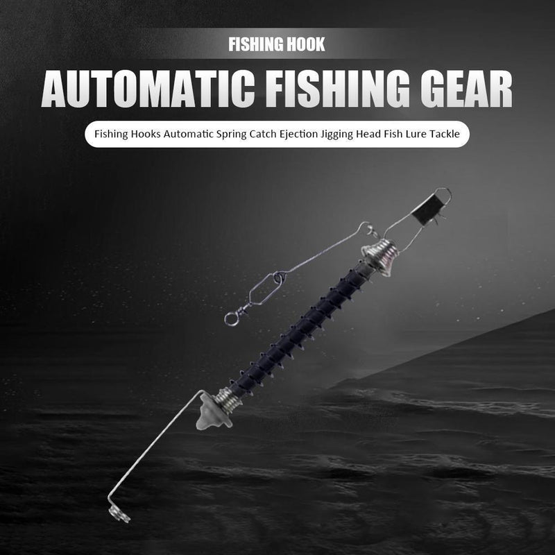 Fishing Hooks Automatic Spring Catch Ejection Jig Head Lure Tackle (Black)