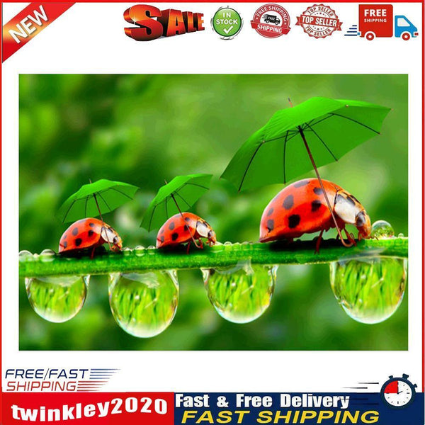 Green Leaf Ladybug 5D Diamond Painting Embroidery DIY Cross Stitch Decor Newly