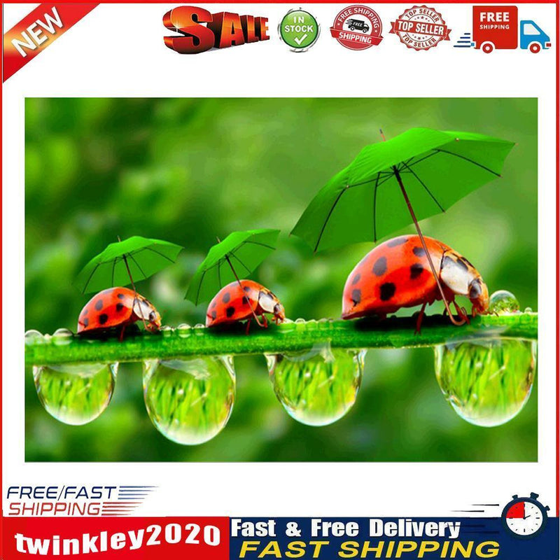 Green Leaf Ladybug 5D Diamond Painting Embroidery DIY Cross Stitch Decor Newly
