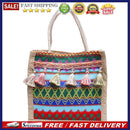 Women Linen Shoulder Bag Retro Ethnic Large Capacity Tassels Tote Travel Handbag