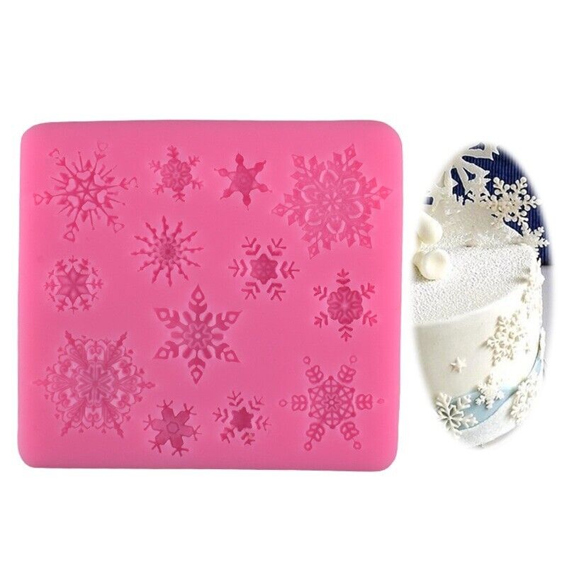Winter Snowflake Stars Silicone Fondant Mold Cake Decorating Border Baking Icing