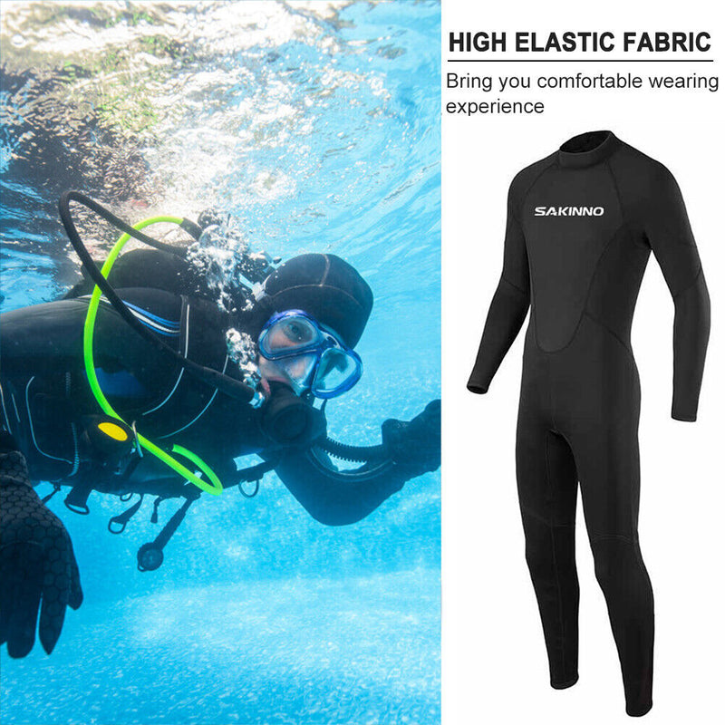 Full Body Men Neoprene Wetsuit Jumpsuit Quick-Drying Wet Suit (Black 2XL) Newly