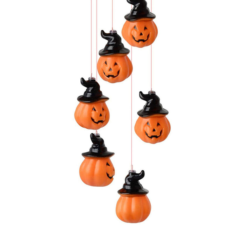 Solar Color-Changing Halloween Lamp Party Wind Chime Hook Lantern (Pumpkin)
