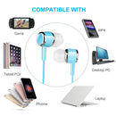 Universal In-Ear Earbuds Headsets Music Earphones 3.5mm Headphone (Blue) Newly