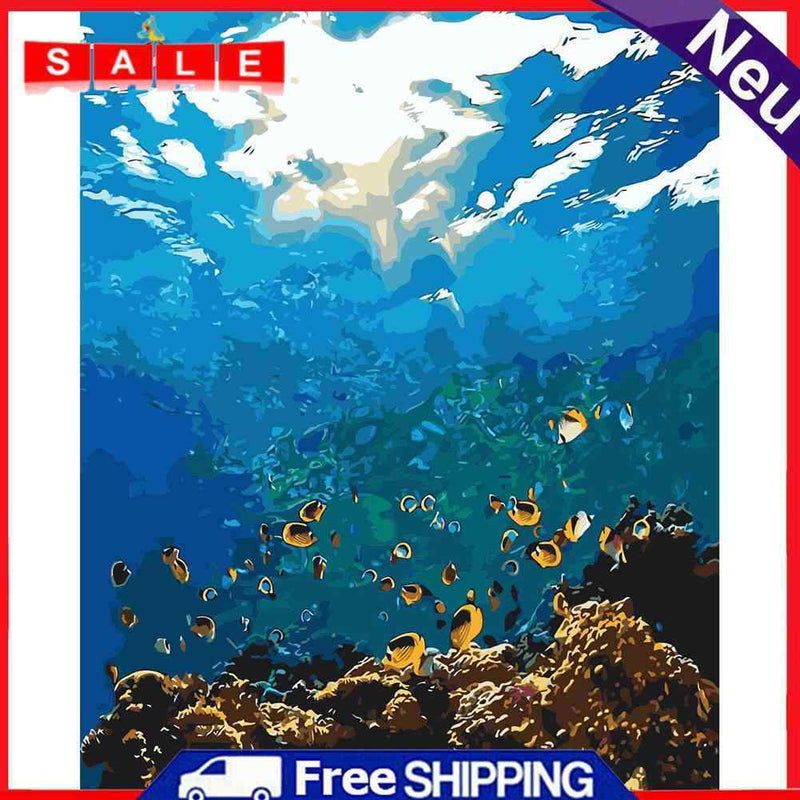 DIY Digital Canvas Underwater World Handpainted Drawing By Number Kits Art Craft