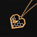 Fashion Women Heart Honeycomb Bee Pendant Clavicle Chain Charm Necklace