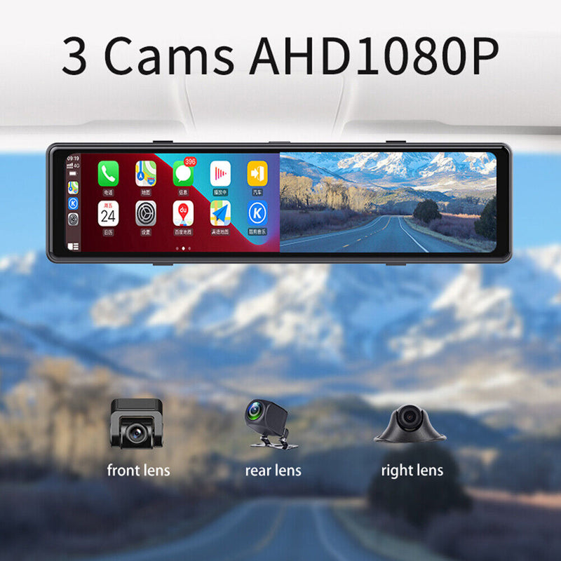 Driving Recorder 12-inch 1080P Touch Screen Dashcam 170 Wide Angle for Carplay