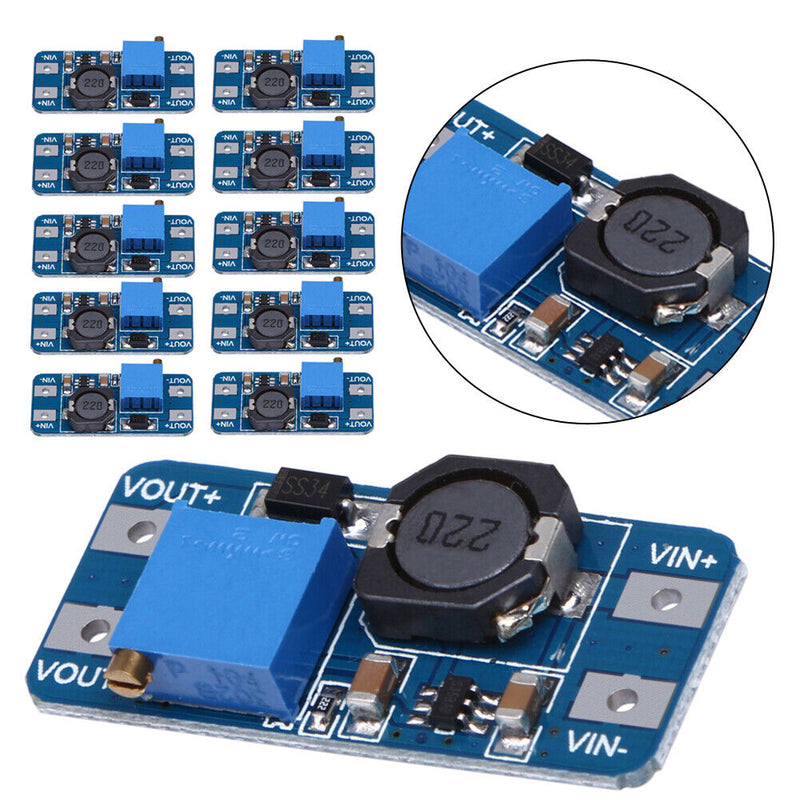 10Pcs MT3608 2A DC/DC Step Up Power Booster Power Module apply to Arduino