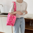 Women Leopard Pattern Printing Shoulder Bag Fashion Canvas Tote Shopping Bags