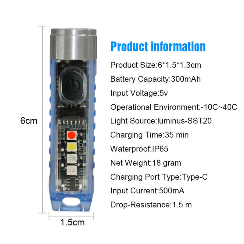 Ultralight Small LED Flashlight IP65 Waterproof Portable Light for Emergenc