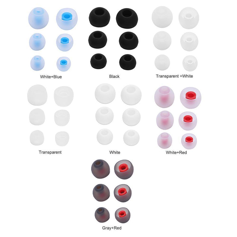 12pcs In Ear Earphone Silicone Earbuds Replace for KZ Headset (Gray+Red)