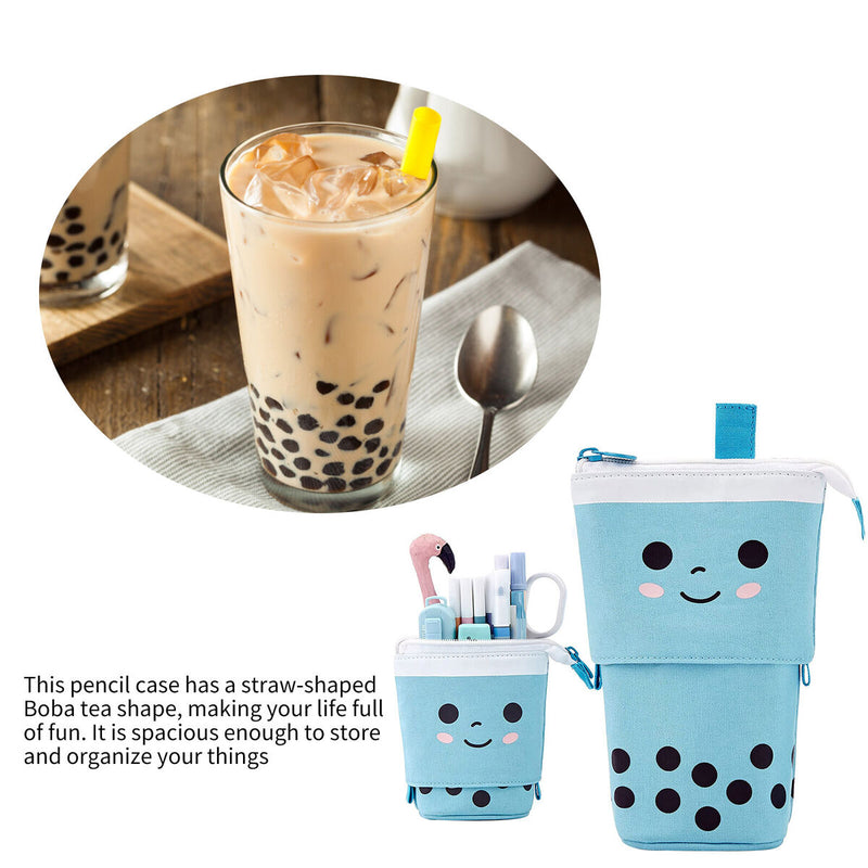 Pencil Case Standing Stationery Bag-Transformer Bag Smile Face Dot Organizer