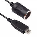 5V USB A to 12V Car Cigarette Lighter Socket Adapter Cable 12 inch for Car DVR