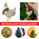 Christmas Ornaments 4 Pack Hanging Chicken with Scarf Theme Party Props