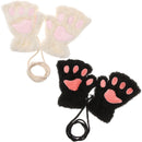 Fashion Winter Warm Plush Fluffy Cat Paw Mittens Children Gloves Fingerless