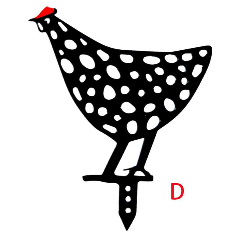 Acrylic Hollow Chicken Ornaments Backyard Lawn Stakes Yard Art Decor (D)