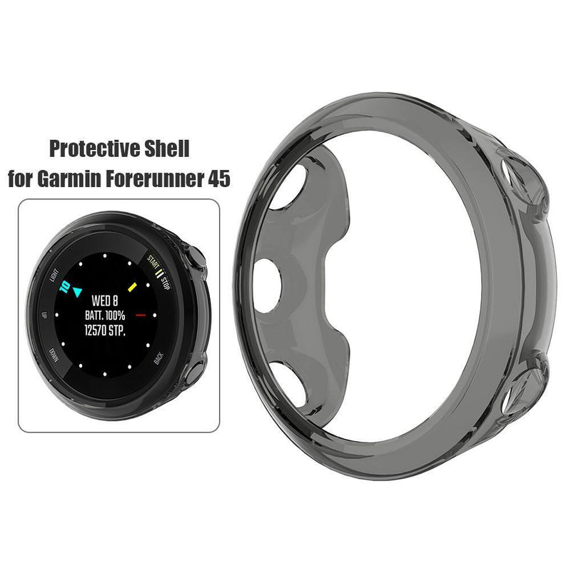 Soft Transparent TPU Case for Garmin Forerunner 45 Protector Cover (Black) Newly