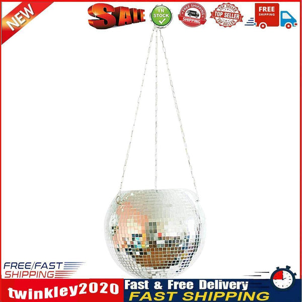 Boho Mirror Ball Hanging Flower Pot Hanger Basket Home Garden Decor (15cm) Newly