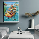 5D DIY Full Drill Diamond Painting Fishing Man Cross Stitch Embroidery Mosaic
