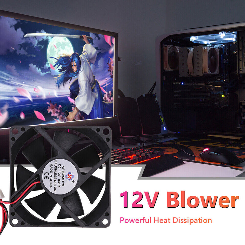 Computer Fan 8025 Desktop PC Case Cooling Fan DC 12V with 2-Pin 2-Wire Connector