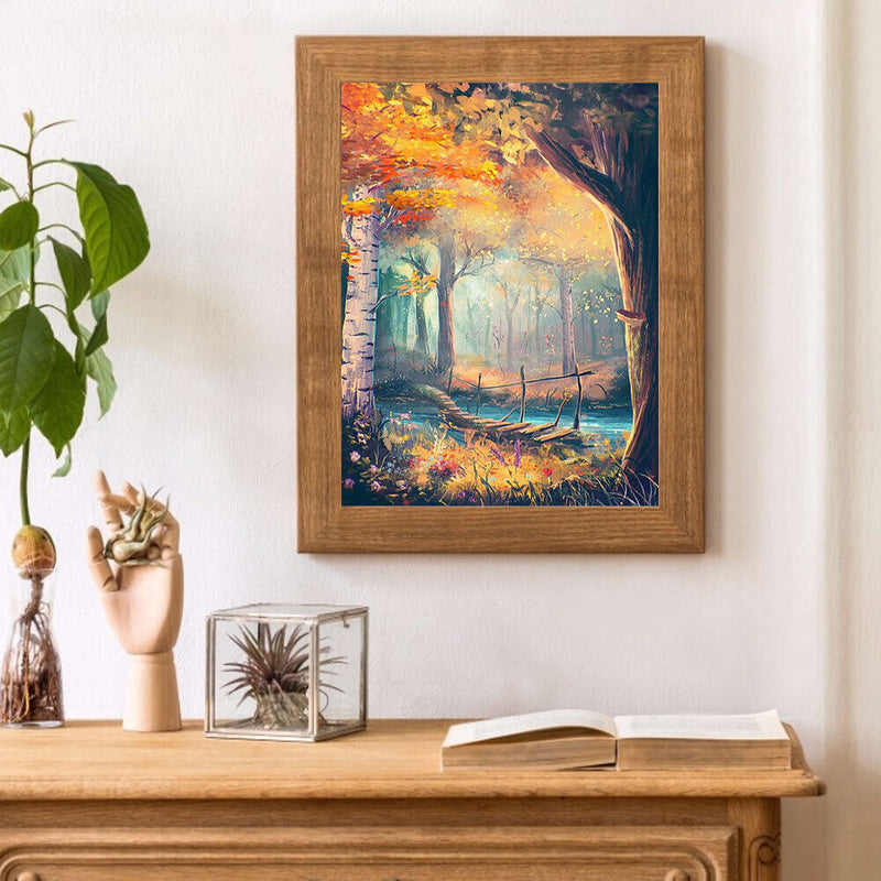 Forest Bridge Lake Oil Paint By Numbers Kits DIY Home Decoration Gift Unframed