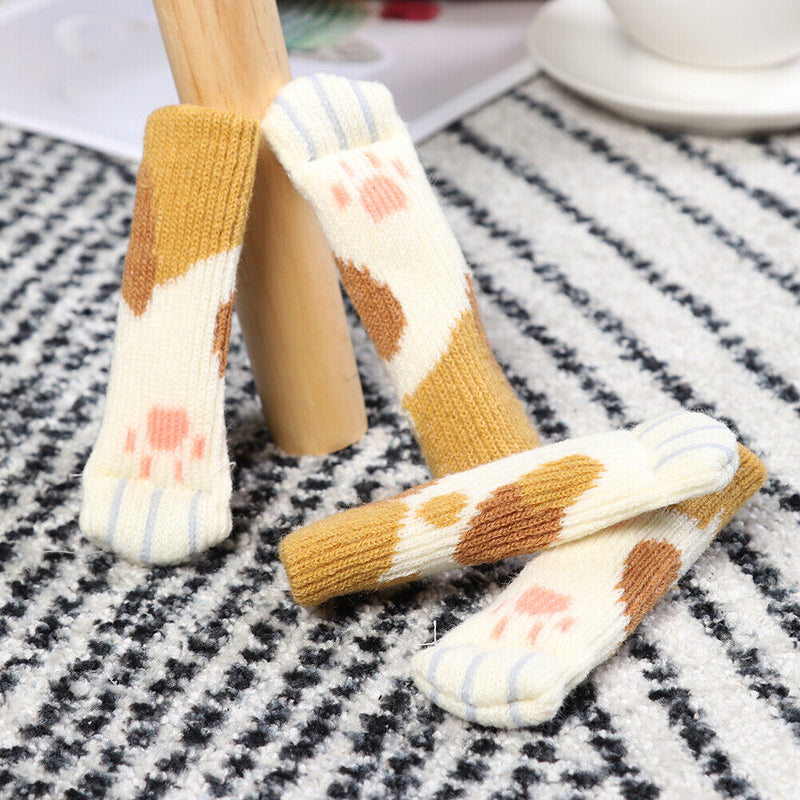 4pcs/set Cat Chair Feet Sock Thicken Anti-slip Table Leg Knitted Cover (B) Newly