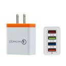 4 USB Travel Wall Charger 3A Fast Charging Charger US Plug Adapter (Orange)