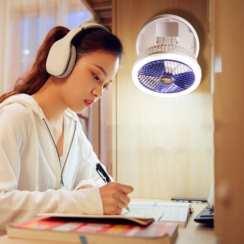 Desktop Cooling Foldable Fan with LED Light Tent Floor Standing Fans (Blue)