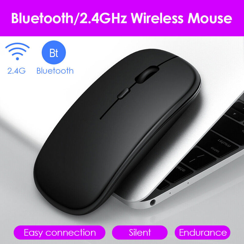 Dual Mode 2.4GHz Wireless + Bluetooth-compatible Mouse Rechargeable PC Mice