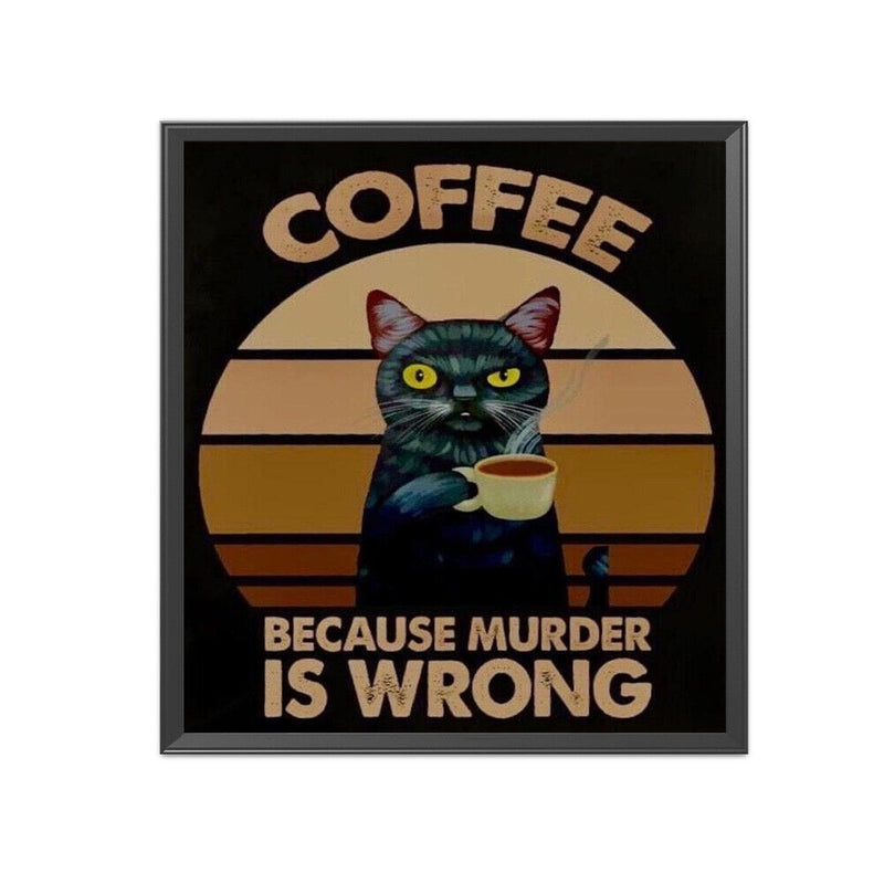 Full Cross Stitch 11CT Coffee Cat Stamped Embroidery DIY Needlework Handmade Kit